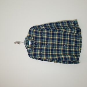Sonoma Green/Yellow Plaid Cotton Button Down Long Sleeve Shirt Size XL